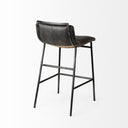 Kavalan 335 Total Height Ebony Leather Seat Black Metal Frame Counter Stool - Default Title