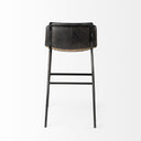 Kavalan 335 Total Height Ebony Leather Seat Black Metal Frame Counter Stool - Default Title