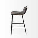 Kavalan 335 Total Height Ebony Leather Seat Black Metal Frame Counter Stool - Default Title