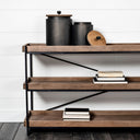 Trey I 80L x 16W Brown Wood and Black Iron Console Table - Default Title