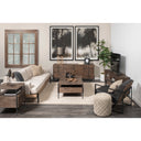 Glenn II 54x30 Dark Brown Wood w Black Iron Frame Rectangle 3 Drawers Coffee Table - Default Title