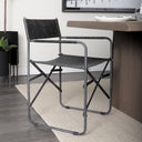 Direttore Black Iron Frame Black Leather Dining Chair - Default Title