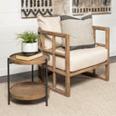 Skylar II Tan Fabric Covered Cushioned Demi-Lune Wooden Frame Accent Chair - Default Title