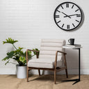 Ajax II Cream Fabric W Brown Wooden Frame Accent Chair - Default Title
