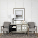 Palisades Grey Fabric Wrap Brown Wooden Frame Dining Chair - Default Title