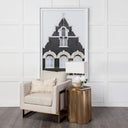 Quatrefoil 18L x 18W Gold Flower W Wooden Top Brass Cladding Accent Table - Default Title