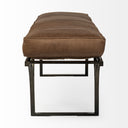 Jessie 55L x 16W Brown Leather Seat WBlack Metal Base Accent Bench - Default Title
