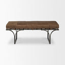 Jessie 55L x 16W Brown Leather Seat WBlack Metal Base Accent Bench - Default Title