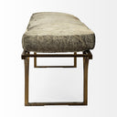 Jessie 55L x 16W WhiteGray Hair-On-Hide Seat WGold Metal Base Accent Bench - Default Title