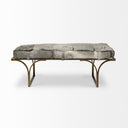 Jessie 55L x 16W WhiteGray Hair-On-Hide Seat WGold Metal Base Accent Bench - Default Title