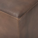 Minara 36 Square Brown Leather Wrapped wWood Base Ottoman - Default Title