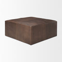 Minara 36 Square Brown Leather Wrapped wWood Base Ottoman - Default Title