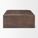 Minara 36 Square Brown Leather Wrapped wWood Base Ottoman - Default Title