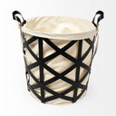 Liya 18L x 15W Black Metal Basket with Cream Fabric Liner - Default Title