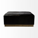 Minara 36 Square Black Leather Wrapped wMetal Base Ottoman - Default Title