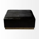 Minara 36 Square Black Leather Wrapped wMetal Base Ottoman - Default Title