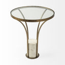 Jacinta II 21 Round Glass Top Metal and Marble Pedestal EndSide Table - Default Title