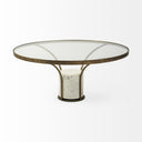 Jacinta 36 Round Glass Top Metal and Marble Pedestal Coffee Table - Default Title