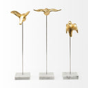 Aya Set of 3 11L x 4W Gold Metal Decorative Birds - Default Title