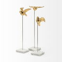Aya Set of 3 11L x 4W Gold Metal Decorative Birds - Default Title