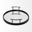 Ansel 20L x 14W Black Metal Mirrored Bottom Oval Serving Tray - Default Title