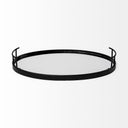 Ansel 20L x 14W Black Metal Mirrored Bottom Oval Serving Tray - Default Title