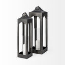 Ina Short Charcoal Metal Candle Holder Lantern - Default Title