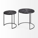 Chakra 197 Set of Two Round Dark Wood Top Black Frame Accent Tables - Default Title