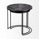 Chakra 197 Set of Two Round Dark Wood Top Black Frame Accent Tables - Default Title