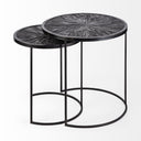 Chakra 197 Set of Two Round Dark Wood Top Black Frame Accent Tables - Default Title