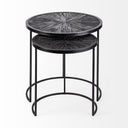 Chakra 197 Set of Two Round Dark Wood Top Black Frame Accent Tables - Default Title