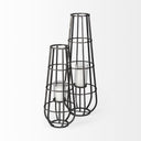 Bella Large Black Metal Cylindrical Cage Candle Holder Lantern - Default Title