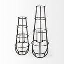 Bella Small Black Metal Cylindrical Cage Candle Holder Lantern - Default Title