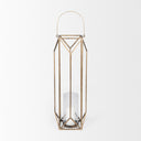 Ivy Large Gold Metal Geometric Cage Candle Holder Lantern - Default Title