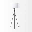 Ambrose 200L x 200W x 618H Black Metal WWhite Fabric Shade Floor Lamp - Default Title
