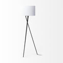 Ambrose 200L x 200W x 618H Black Metal WWhite Fabric Shade Floor Lamp - Default Title