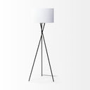 Ambrose 200L x 200W x 618H Black Metal WWhite Fabric Shade Floor Lamp - Default Title