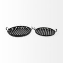 Lito Set of 2 Black Woven Metal Round Serving Trays - Default Title