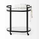 Eleonore Black Metal Frame Two-Tier wGlass Shelves Bar Cart - Default Title