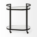 Eleonore Black Metal Frame Two-Tier wGlass Shelves Bar Cart - Default Title