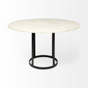 Tanner II 48 Round White Marble Top Black Metal Base Dining Table - Default Title