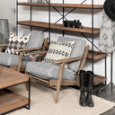 Olympus V Castlerock Grey Fabric Wrapped Brown Wooden Frame Accent Chair - Default Title