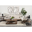 Larkin II Marble and Medium Brown Wood Round Tabletop Nesting EndSide Tables - Default Title