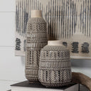 Riker III Large Dark Gray Cream Ceramic Vase - Default Title