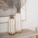Sisko I Short Rustic Brown White Ceramic Vase - Default Title