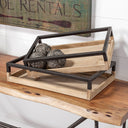 Ross Set of 2 Natural Wood W Black Metal Nesting Trays - Default Title