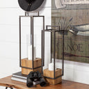 Orionis Large Wood w Black Metal Lantern Candle Holder - Default Title