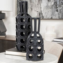 Brunel Large Black Drum-Shaped Ceramic Vase - Default Title