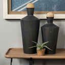 Asher Set of Two Black Metal Urns - Default Title