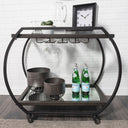 Chriselle Black Metal And Glass Two Tier Bar Cart - Default Title